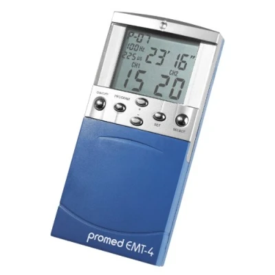 Immagine di Promed EMT 4 Elettrostimolatore Muscolare Digitale Duo TENS e EMS Aiuta a Alleviare il Dolore Sostenere i Muscoli la Circolazione Sanguigna Facile da Usare, Compatto Portatile Con Custodia