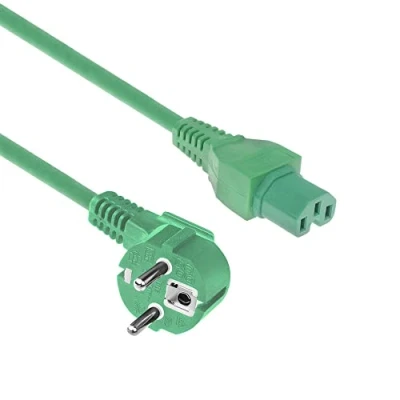 Immagine di ACT Connettore di rete CEE 7/7 maschio (angolato) C15 verde 2 m (2 m), Cavo alimentazione