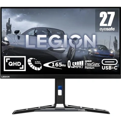 Immagine di Lenovo Legion Y27h 30 Monitor Gaming 27&quot; QHD (2560x1440), IPS, 0.5ms, 180Hz, Altoparlanti, Regolabile, AMD FreeSync Premium, HDMI 2.1 + DP USB C