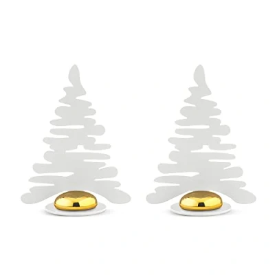 Immagine di Alessi Set di Due Segnaposto a Forma Albero Natale, Resina,Acciaio, Bianco, Standard