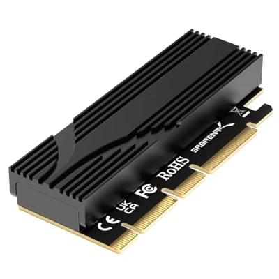 Immagine di SABRENT M.2 NVMe SSD a PCIe x16 Tool Free Add in Card (AIC) con Dissipatore di Calore Alluminio, Adattatore Gen5 SSDs 5.0, Retrocompatibile le Precedenti Generazioni (EC TFPE)