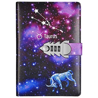 Immagine di NectaRoy PU Pelle Diario Taccuino Progettista Organizzatore con Serratura a Combinazione Bloccare, Dodici costellazioni Segreto Taccuino, Taglia 215x150mm