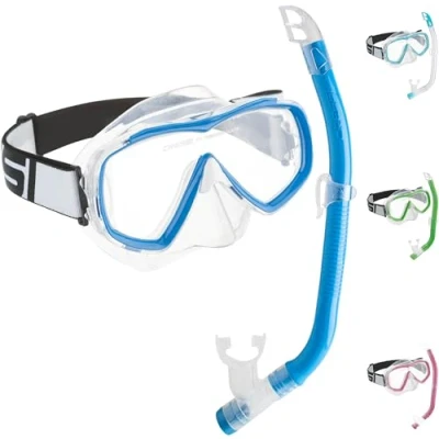 Immagine di CRESSI Estrella Jr Combo Set Maschera + Snorkel Top per Snorkeling e Immersioni, Trasparente/Blu, Taglia Unica, Unisex Junior