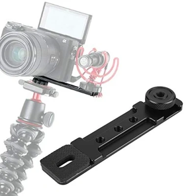 Immagine di prolunga per Montaggio a Caldo Supporto treppiede Barra di con Doppio Flash Fori Filettatura da 1/4 &quot;per A6400 A6300 M6 M50 Mirrorless Camera
