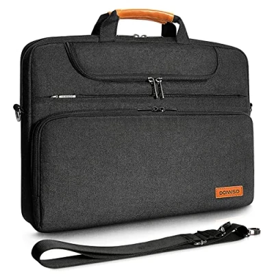 Immagine di DOMISO 17 pollici, impermeabile, borsa a tracolla, per notebook da 17,3 notebook, Dell, Lenovo, Acer, HP/MSI/ASUS, nero