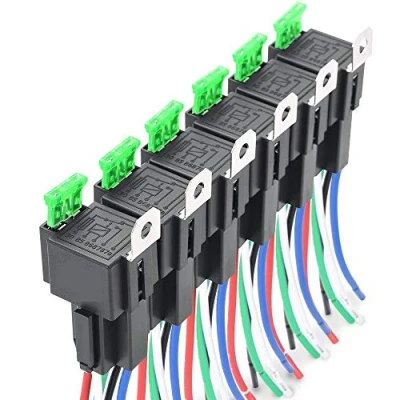 Immagine di Fasizi 6 Pezzi 12V 30A Fusibile relè Interruttore Cablaggio ATO/ATC a Lama, 5 Pin SPST elettrici automobilistici con Fili 14 AWG per impieghi gravosi