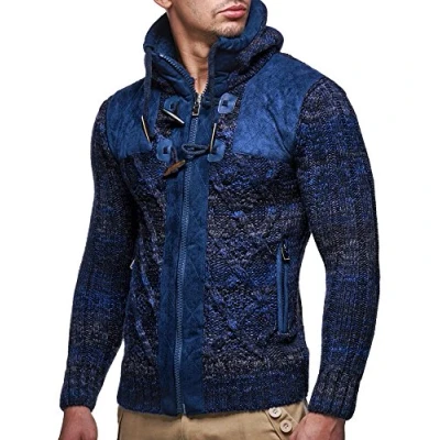 Immagine di Leif Nelson Giacca Uomo in Maglia con Cappuccio Cardigan LN 20525 Blu Scuro XX Large