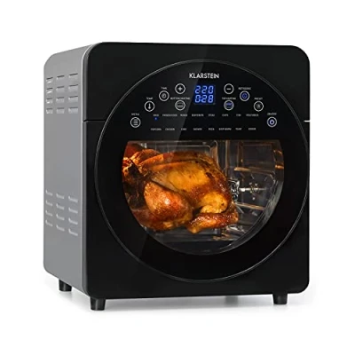 Immagine di KLARSTEIN AeroVital Easy Touch Friggitrice ad Aria Calda e Forno, Aria, Volume: 14 Litri, 1700 W, 16 Programmi, Cool Housing, Timer: 60 minuti/8h per Essiccazione, Metallico