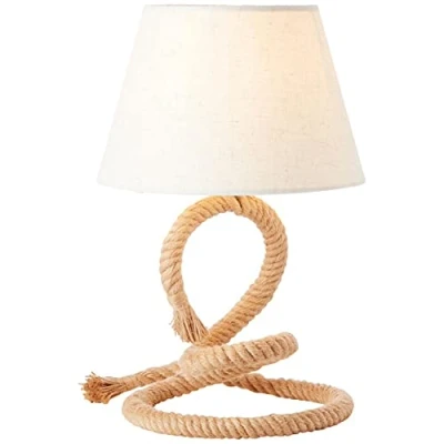 Immagine di Brilliant lampada, lampada da tavolo Sailor naturale/bianco, corda/tessuto, 1x A60, E27, 40W, lampade normali (non incluse), A++