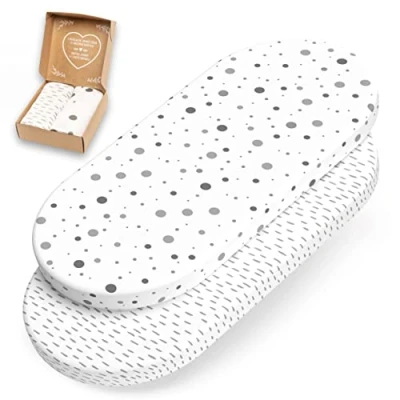 Immagine di mimaDu lenzuolo navicella neonato lenzuola universale culla passeggino per 100% cotone OEKO TEX 78x36 80x40cm (Punti e trattini)