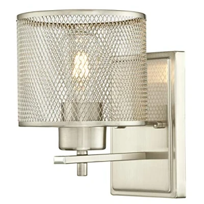 Immagine di Westinghouse Lighting 63278 Iluminazione interiore Apparecchiatura da parete interno Morrison a una luce, finitura in nichel spazzolato con paralume maglia