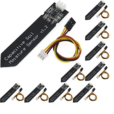 Immagine di Fasizi 10pcs Capacitivo Suolo Sensore di Umidità Resistente alla corrosione per Arduino Rilevamento Giardino Irrigazione FAI DA TE