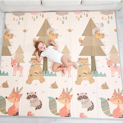 Immagine di SUPERBE BEBE Tappeto Per Bambini e Neonati Reversibile Non Tossico, Pieghevole Impermeabile in Schiuma Bimbi. la Camera del Bambino o della Bambina. Grande Formato Regalo