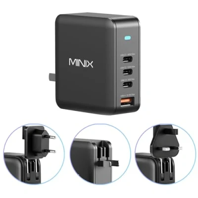 Immagine di MINIX Caricatore USB C da 165 W, GaN II PD3.1 Max 140 Parete Turbo 4 Porte GaN, Stazione di Ricarica Rapida, Adattatore per MacBook Pro/iPad/iPhone15 14 13 Pro