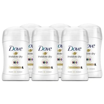 Immagine di Dove, Deodorante Invisible Dry Stick, Antitraspirante in con 1/4 Crema Idratante, Zero Macchie, Protezione Fino a 48 Ore, Olio Nutriente, Uomo e Donna, 6 Pezzi da 40ml