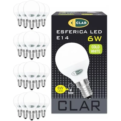 Immagine di CLAR Lampadine a Led E14 6W, Sfera Luce, Lampadine, Senza Fili, Lampade Piccole, Luce Fredda 6W (Pack 20)