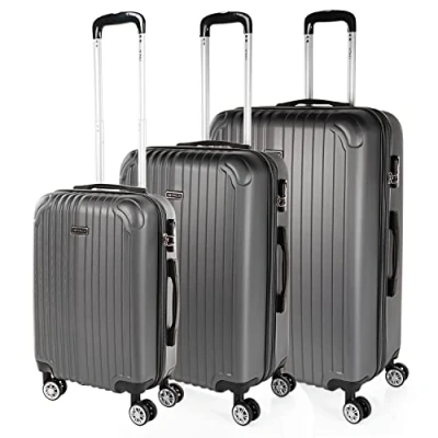 Immagine di ITACA Set Valigie Rigide Offerte. Valigia Grande Rigida, Media Rigida e Bagaglio a Mano. di con Lucchetto Combinazione TSA T71500, Antracite
