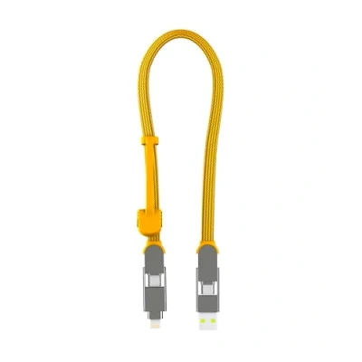 Immagine di Rolling Square inCharge XL 30 cm Cavo USB Type c, Universale Cellulare, Regalo Uomo, Caricatore Cellulare 6 in 1, Gadget Tecnologico, Giallo, Lightning da 100W
