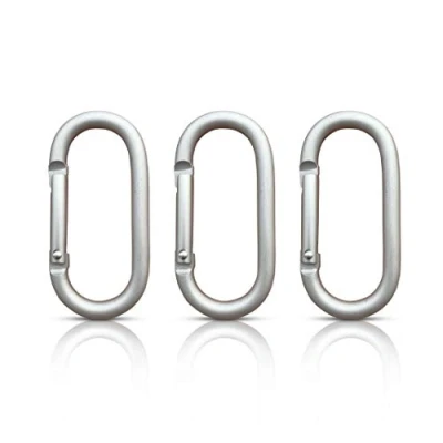 Immagine di moschettone ovale, 3 pezzi, mini moschettone, portachiavi, moschettoni multifunzione, piccolo, nero, in alluminio, set di (argento 66x30 mm)