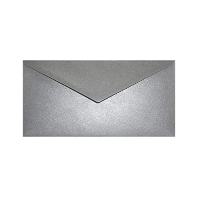 Immagine di Netuno 100 buste lettere grigio perlato formato DL 220x 110 mm 120g Aster Metallic Grey colorate lunghe effetto madreperla per matrimoni inviti di nozze feste compleanno fidanzamento