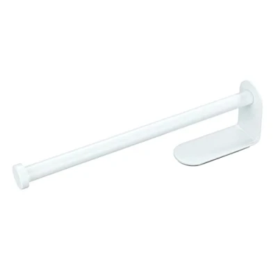 Immagine di WENKO portarotolo di carta Nio, pratico per la cucina in alluminio, autoadesivo e ideale da applicare su piastrelle o mobili, misure (L x A P): 27,5 4,5 7 cm, bianco
