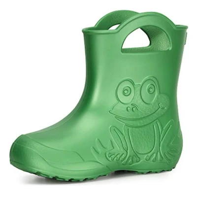 Immagine di Ladeheid Stivali Bambino e Bambina in Gomma Comodi Pioggia con Motivo a Rana LA CA 01 (Verde Smeraldo, 32/33 EU)