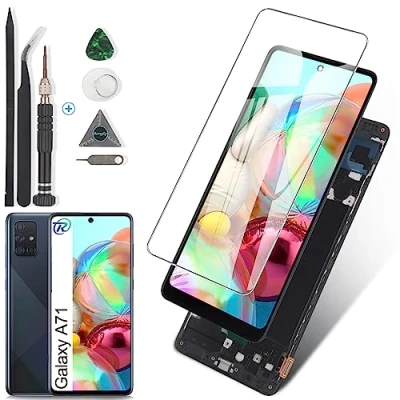 Immagine di RongZy Schermo LCD per Samsung Galaxy A71 SM A715F A715F/DSN Incell Display Touch Screen Digitizer Parti di Ricambio Riparazione con Strumenti(Nero Cornice)