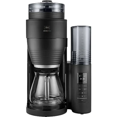 Immagine di Melitta AromaFresh Pro X macchina da caffè con macina, filtro caraffa in vetro e serbatoio dell&#039;acqua rimovibile, per un massimo di 10 tazze caffè, nero/argento