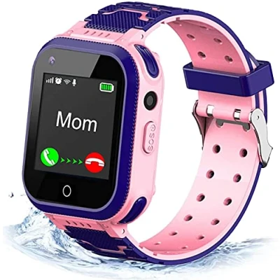 Immagine di ele ELEOPTION 4G smartwatch per bambini, IP67, impermeabile, con posizione GPS, fotocamera, SOS, chiamata, contapassi, touch screen, video chat Smart Watch ragazzi e ragazze (rosa T3)
