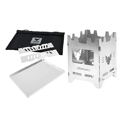 Immagine di FENNEK Hobo Premium TITAN XL Set il fornello da esterno molto leggero e pieghevole in titanio resistente al calore con numerosi accessori Made Germany