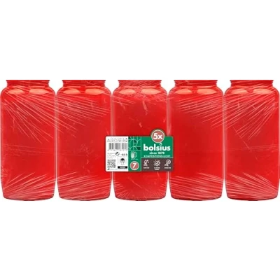 Immagine di Bolsius Grave Light Confezione da 5 Candele Funebri e Commemorative Combustione Pulita Senza Olio di Palma Colore: Rosso