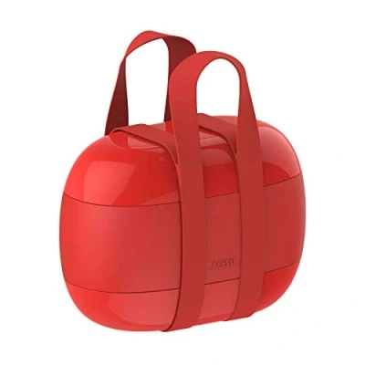 Immagine di Alessi Food À Porter Sa02 R, Lunch Box A Tre Scomparti in Resina Termoplastica, Rosso, 10 cm