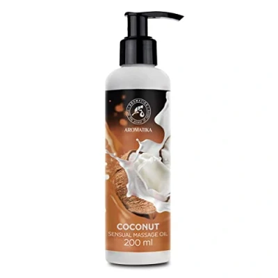 Immagine di Olio da Massaggio Rilassante Coco 200ml per Massaggi Commestibile Oli Naturali di Mandorla Semi d&#039;uva Cura del Corpo Calmante Bellezza