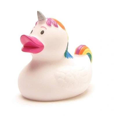 Immagine di Duckshop Anatra Di Gomma Unicorno I Papera L L: 8 Cm Incluso Portachiavi In Un Set (Bianco 2 Pezzi (Confezione Da 1))