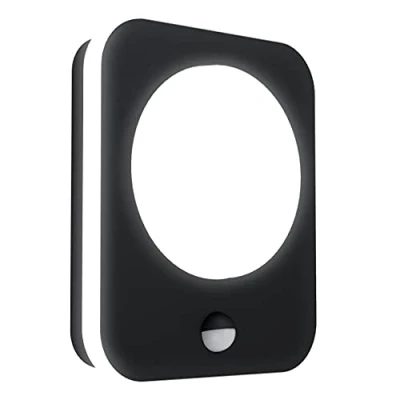Immagine di EGLO Led lampada da parete per esterni Madriz, esterno con rilevatore di movimento, sensore crepuscolare, alluminio fuso in nero, plastica bianco, bianco caldo, IP44
