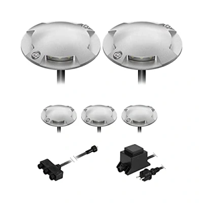 Immagine di ledscom.de Lampada da terra a LED Bunda, 2 luci, per esterni, passabile, bianco caldo, set di 5