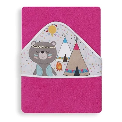 Immagine di Interbaby Asciugamano con cappuccio per neonato INDIO in fucsia 560 g