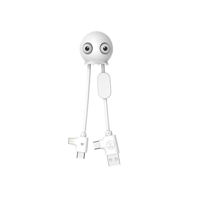 Immagine di Xoopar Multi USB 3 in 1 Cavo Octopus Mini Caricatore Universale Progettato con USB/USB C e Lightning Compatibile Apple Samsung Android Jelly Bianco