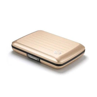 Immagine di ÖGON Smart Wallets Portafoglio Stockholm V2 in alluminio Chiusura metallo Porta carte a prova di RFID Capacità fino 10 e biglietti Rose Gold