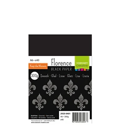 Immagine di Cartoncino Florence Liscia Materiali per Biglietti colorati A6 Nero 40 Fogli Carta colorata Scrapbooking, Biglietti, Fustellatura e Progetti con la 300 gsm