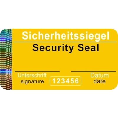 Immagine di 300 pezzi Sigillo di sicurezza con numero serie 48 x 25 mm giallo scrivibile Etichetta autoadesiva autenticità
