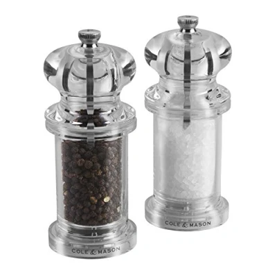 Immagine di Cole &amp; Mason H50518P 505 Macina Sale e Pepe, Precision+/Macinatura Regolabile, Acrilico, 140mm, Include 2 x Mulini, Garanzia a Vita sul Meccanismo