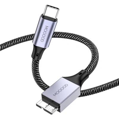 Immagine di MOGOOD Cavo da USB C Maschio a Micro B (1M), USB3.0 Maschio, per Unità Disco Compatibile con Toshiba, Seagate, WD, Galaxy S8/S9/S10, Ecc.