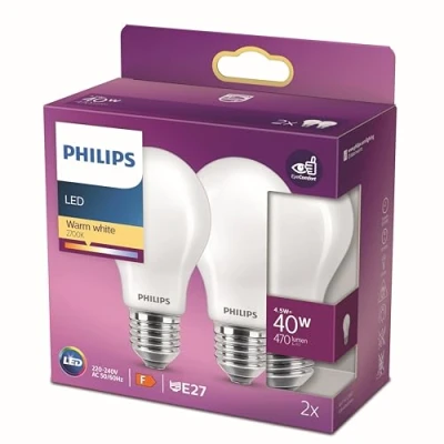 Immagine di Philips Lighting 77765400 LED (monocolore) ERP F (A G) E27 4.3 W = 40 Bianco caldo (Ø x L) 6 cm 10.6 1 pz.