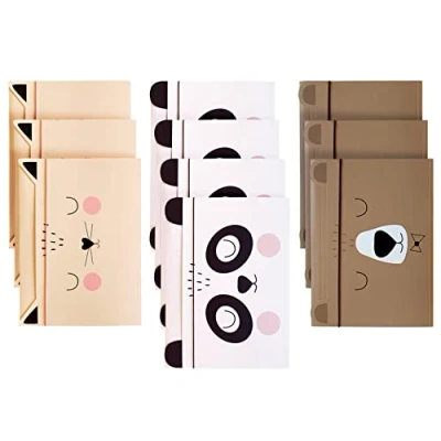 Immagine di Cartella di Cartone A4 per Bambini Soft Touch Stampa Interna ed Esterna Forma Divertente 3 Disegni Assortiti: Gatto + Orso Panda Confezione da 10 pezzi