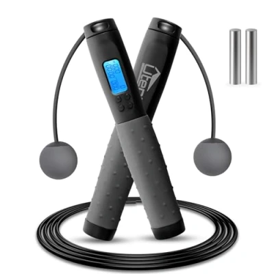 Immagine di Uten Corda per Saltare Senza Cordone, Salto Regolabile con Timer, Calorie Conta Elettronico LCD, Fitness/Perdita di Peso/Boxe/Altezza Lunga, Smart l&#039;Uomo Donna Bambini