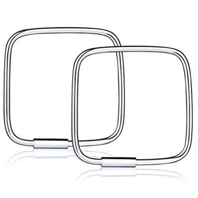 Immagine di Infinite U orecchini a cerchio per donna/ragazza, in argento Sterling 925, forma di triangolo/quadrato, set creolo, 1/3 paia., Argento, colore: Silver L, cod. E5134 L