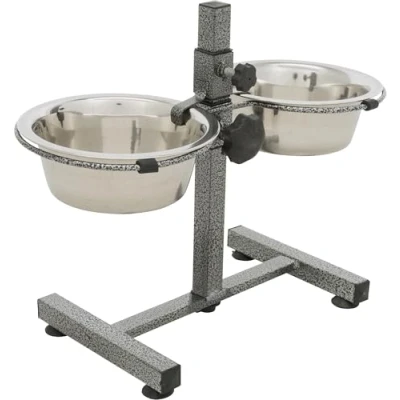 Immagine di Trixie supporto per ciotole cani, 2 x 0,75 L (Diametro 15 cm), Fino a 27 cm regolabile in altezza, Nero