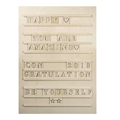 Immagine di Rayher 62859505 lavagna in legno con lettere legno, naturale, 30 x 42 cm, 96 incluse, incl. numeri e simboli, certificato FSC, letterboard di pioppo