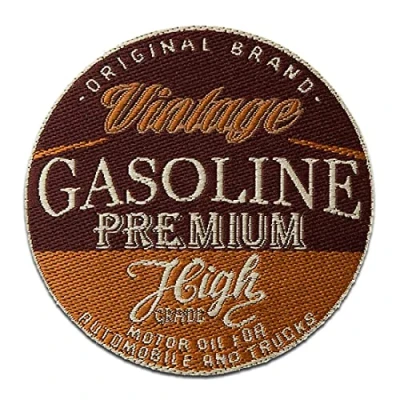 Immagine di Vintage Gasoline motociclo macchina Toppe termoadesive Patch Toppa ricamate, misura: 6,6 x cm